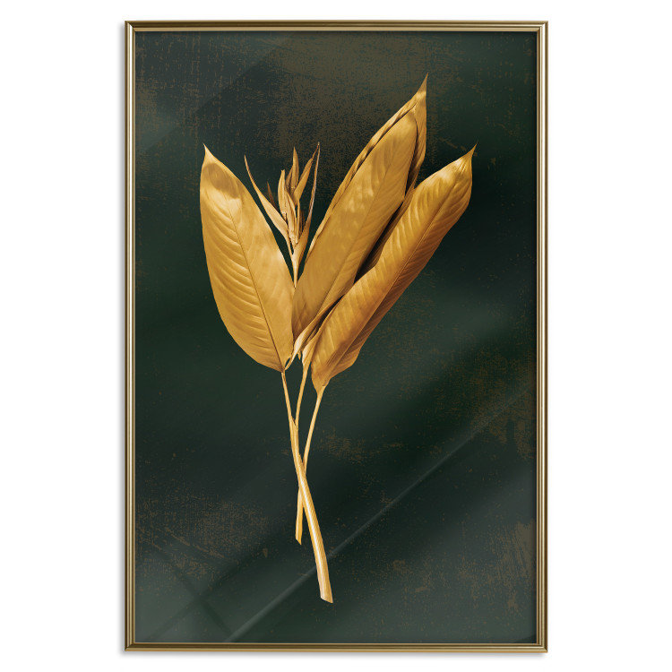 Poster Golden Vegetation - Bouquet of Leaves on a Dark Green Background 145488 additionalImage 21