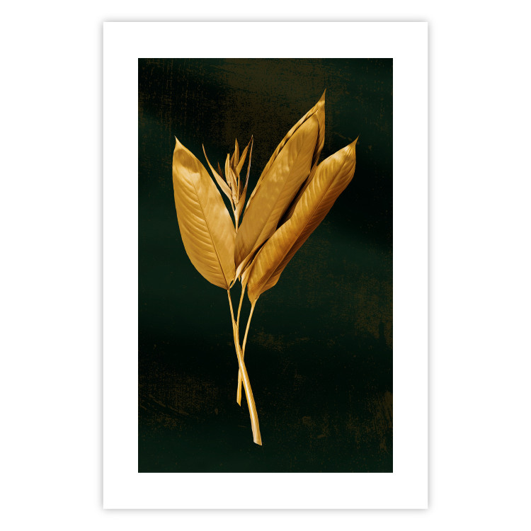 Poster Golden Vegetation - Bouquet of Leaves on a Dark Green Background 145488 additionalImage 15