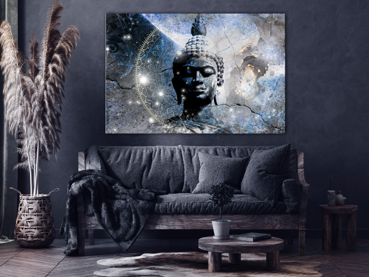 Canvas Print Enlightened Buddha - Statue in a Blue Tone with a Mandala 146488 additionalImage 3