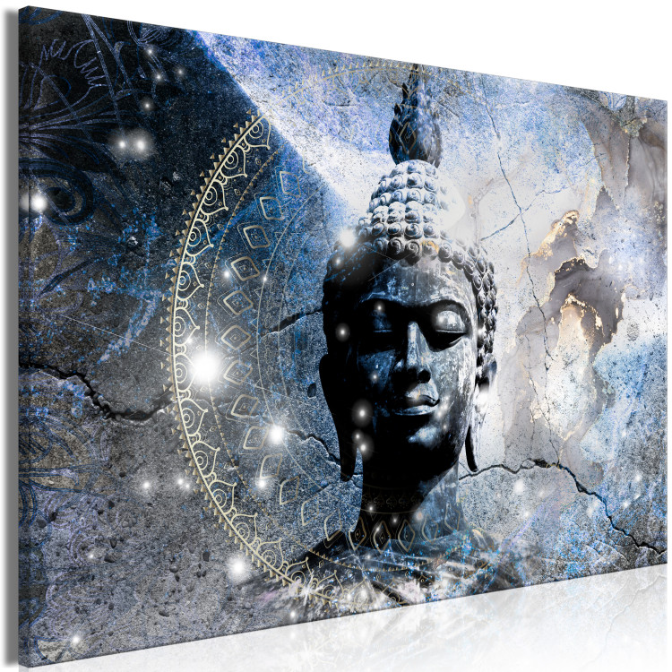 Canvas Print Enlightened Buddha - Statue in a Blue Tone with a Mandala 146488 additionalImage 2