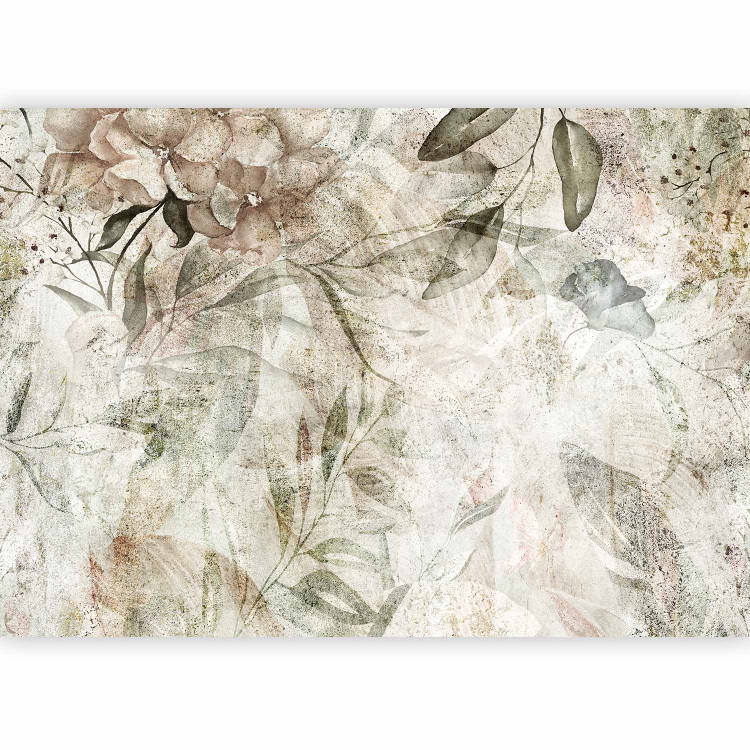 Photo Wallpaper Beautiful Background - Motif of Flowers on an Old Surface in Patina Colors 148588 additionalImage 1