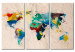 Canvas Art Print World Full of Colors (3-piece) - world map in colorful continents 149688