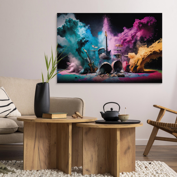 Large canvas print Rock Concert - Exploding Instruments on Stage in Colored Dust [Large Format] 150888 additionalImage 5