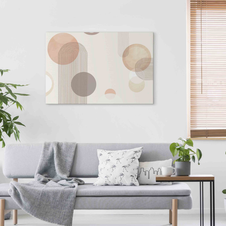 Canvas Art Print Fountain - Subtle Beige Abstraction With Brown Circles 151188 additionalImage 9