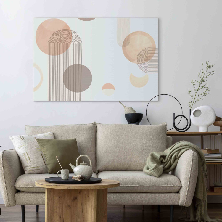 Canvas Art Print Fountain - Subtle Beige Abstraction With Brown Circles 151188 additionalImage 5