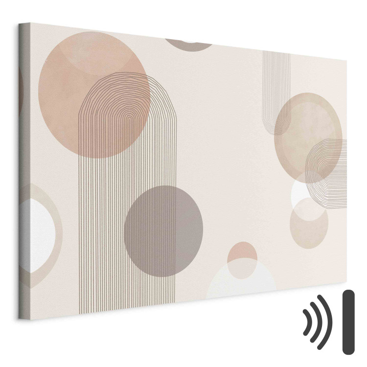 Canvas Art Print Fountain - Subtle Beige Abstraction With Brown Circles 151188 additionalImage 8