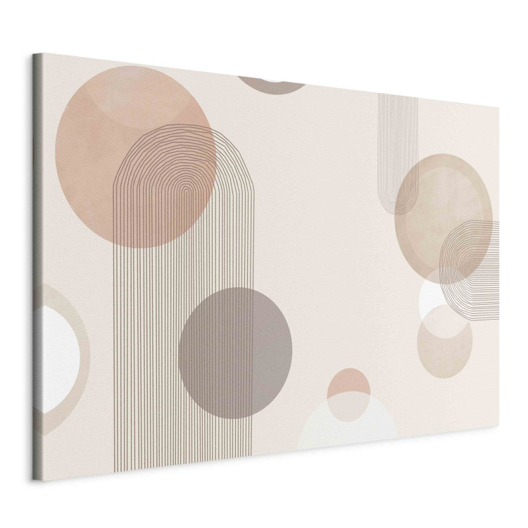 Canvas Art Print Fountain - Subtle Beige Abstraction With Brown Circles 151188 additionalImage 2
