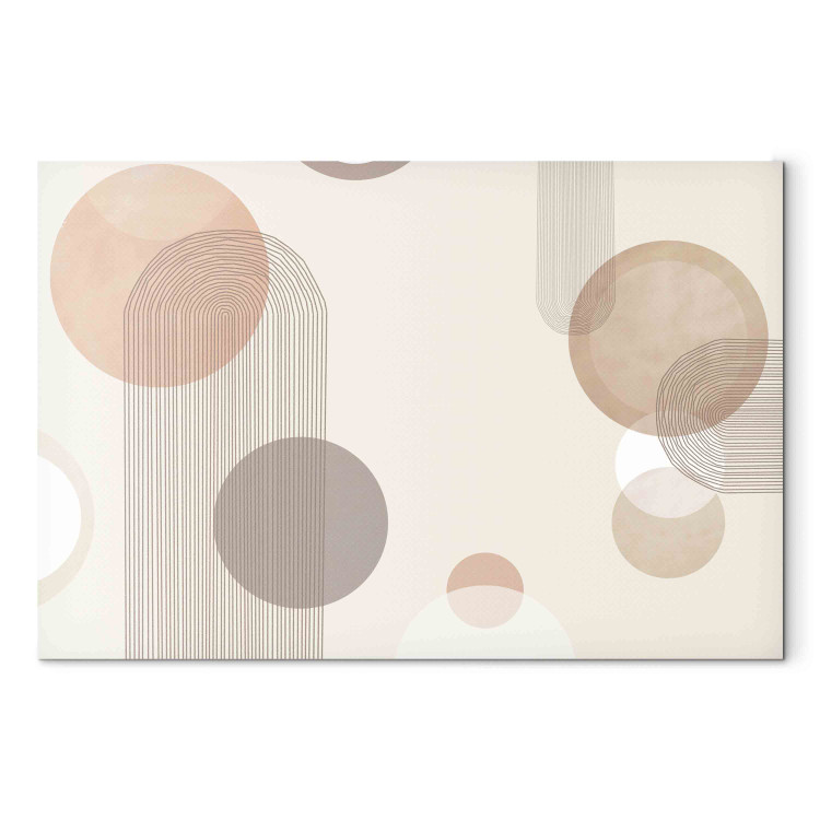 Canvas Art Print Fountain - Subtle Beige Abstraction With Brown Circles 151188