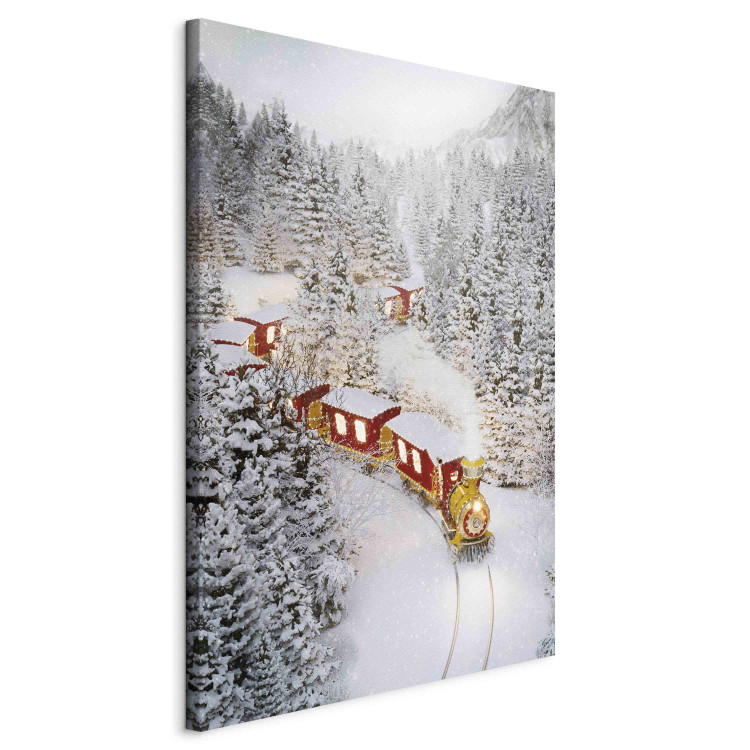 Canvas Christmas Train - A Fairy Tale Train Going Through a Snow-Covered Forest 151688 additionalImage 2
