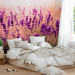 Wall Mural Lavender in the rain - landscape of a meadow with purple flowers and a blurred background 92588 additionalThumb 2