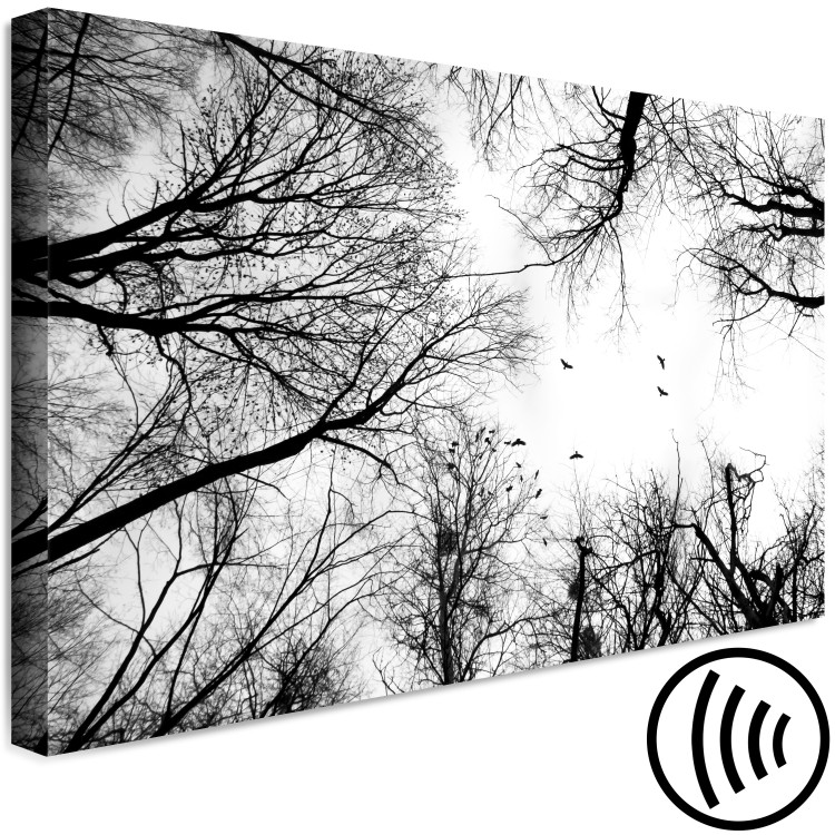 Canvas Art Print Winter Birds' Sky (1-part) - Black and White Landscape of Nature 114898 additionalImage 6
