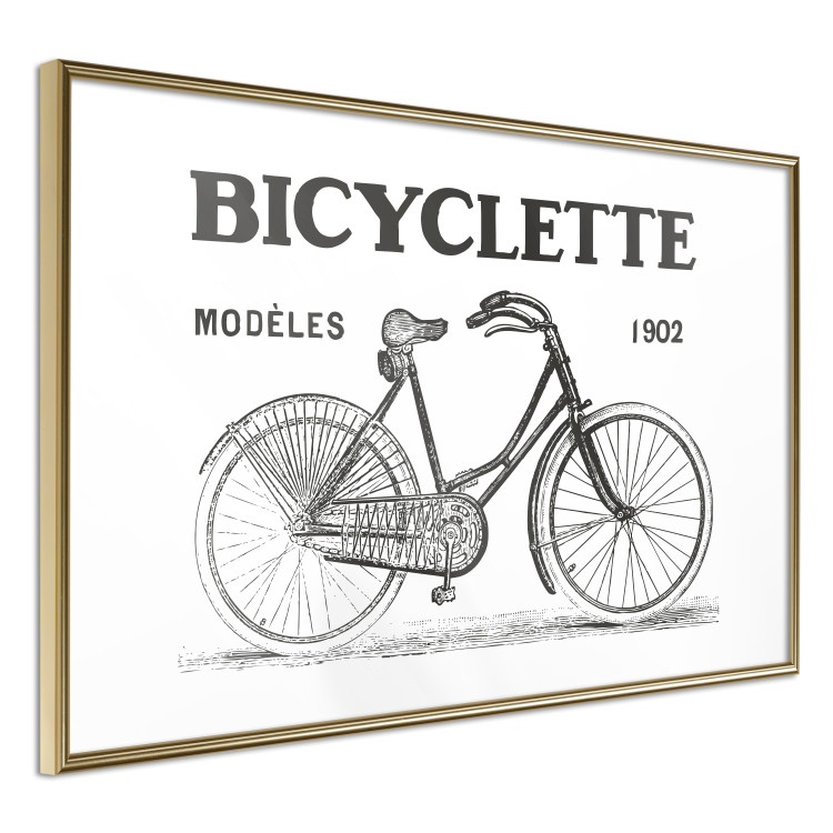 Wall Poster Old bicycle - black and white composition with a date and English texts 115098 additionalImage 6