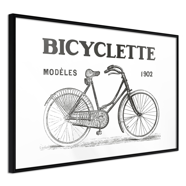 Wall Poster Old bicycle - black and white composition with a date and English texts 115098 additionalImage 13