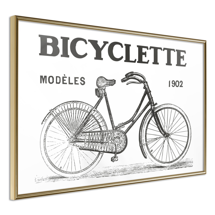 Wall Poster Old bicycle - black and white composition with a date and English texts 115098 additionalImage 14