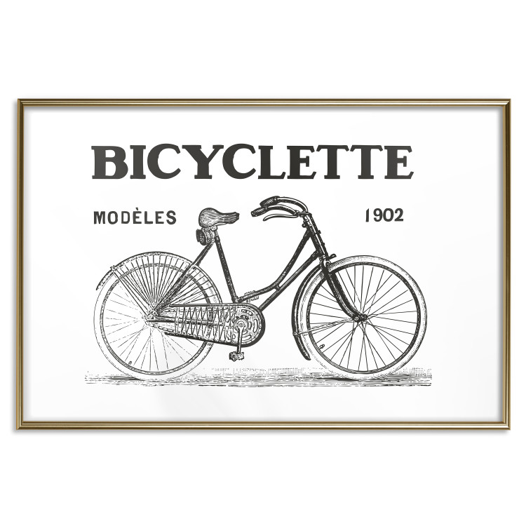 Wall Poster Old bicycle - black and white composition with a date and English texts 115098 additionalImage 14