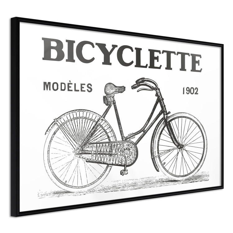 Wall Poster Old bicycle - black and white composition with a date and English texts 115098 additionalImage 10