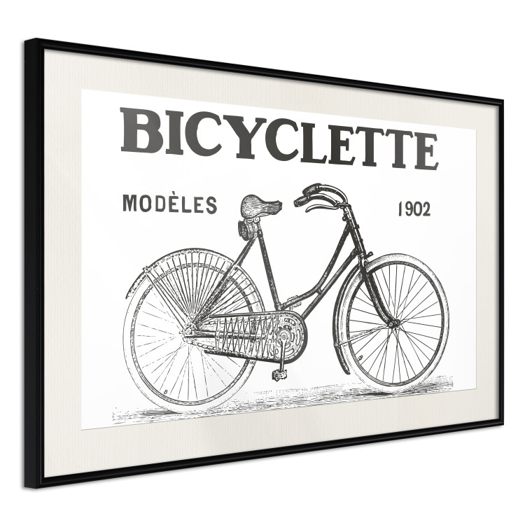 Wall Poster Old bicycle - black and white composition with a date and English texts 115098 additionalImage 3
