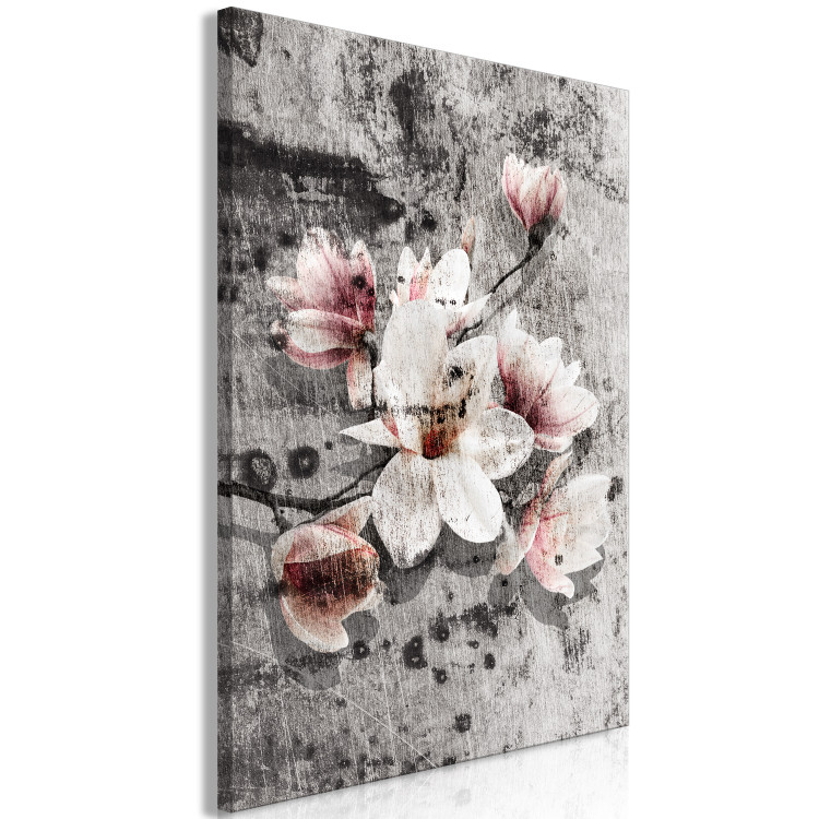 Canvas Print Flowers in Grayscale (1-part) - Magnolias in Rustic Light 115198 additionalImage 2
