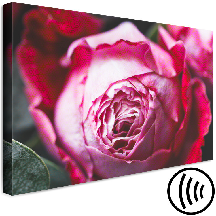 Canvas Art Print Rose - close-up of a classic pink flower on a geometric background 117198 additionalImage 6