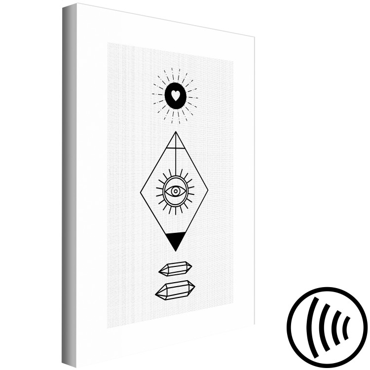 Canvas Print Eye of Providence - A composition of black and white graphic symbols on a gray background. I perfect for a teenager room 117298 additionalImage 6