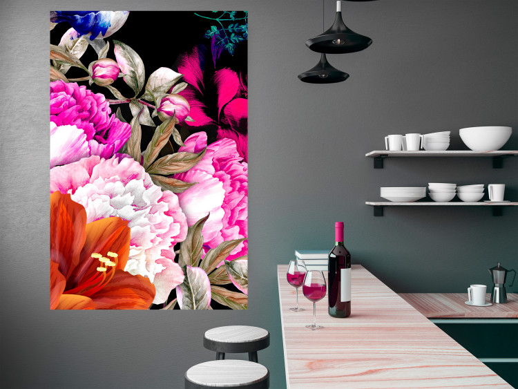 Wall Poster Scent of Summer - colorful composition with flowers on glamour black 117998 additionalImage 17