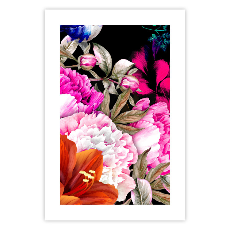 Wall Poster Scent of Summer - colorful composition with flowers on glamour black 117998 additionalImage 19