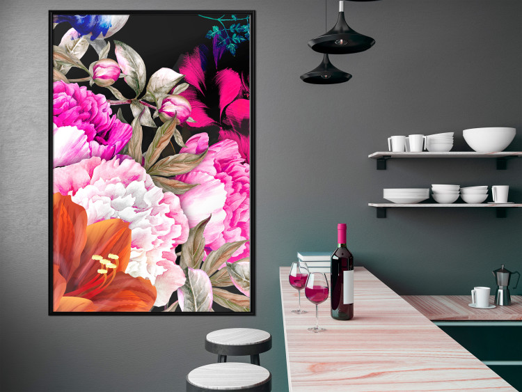 Wall Poster Scent of Summer - colorful composition with flowers on glamour black 117998 additionalImage 3