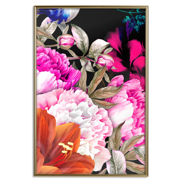 Wall Poster Scent of Summer - colorful composition with flowers on glamour black 117998 additionalImage 16