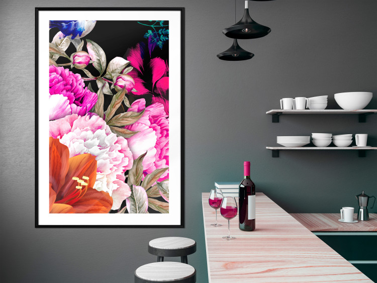 Wall Poster Scent of Summer - colorful composition with flowers on glamour black 117998 additionalImage 4