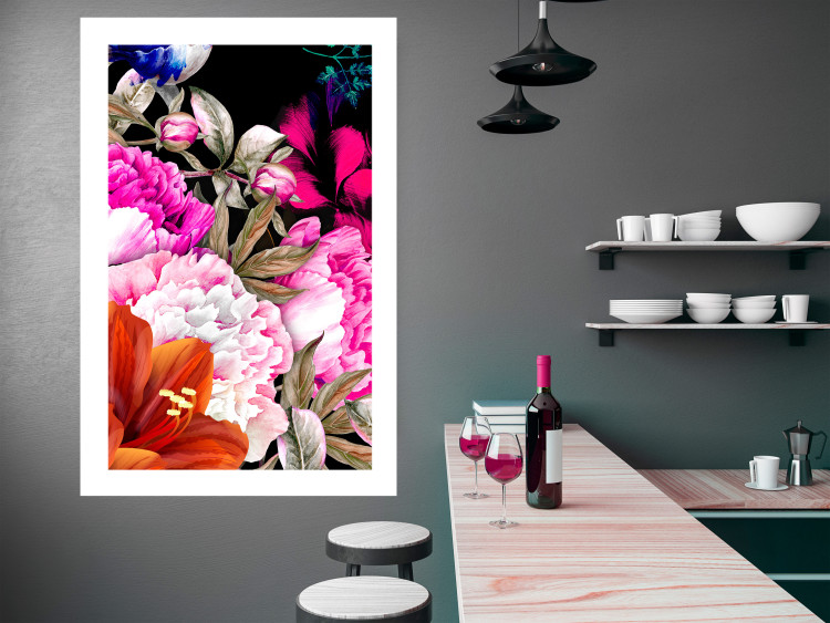 Wall Poster Scent of Summer - colorful composition with flowers on glamour black 117998 additionalImage 2