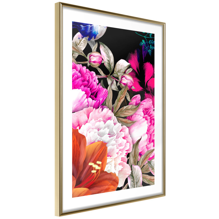 Wall Poster Scent of Summer - colorful composition with flowers on glamour black 117998 additionalImage 6