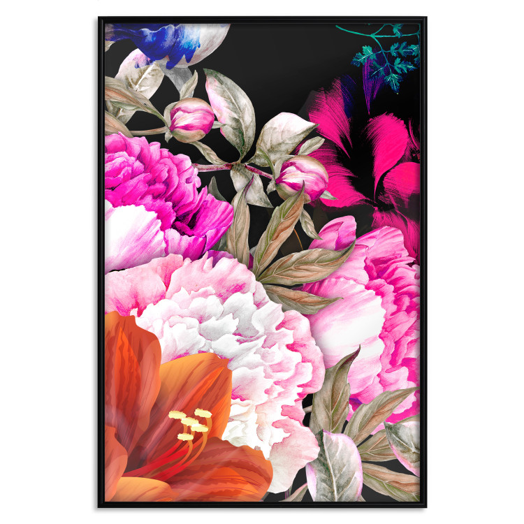 Wall Poster Scent of Summer - colorful composition with flowers on glamour black 117998 additionalImage 18