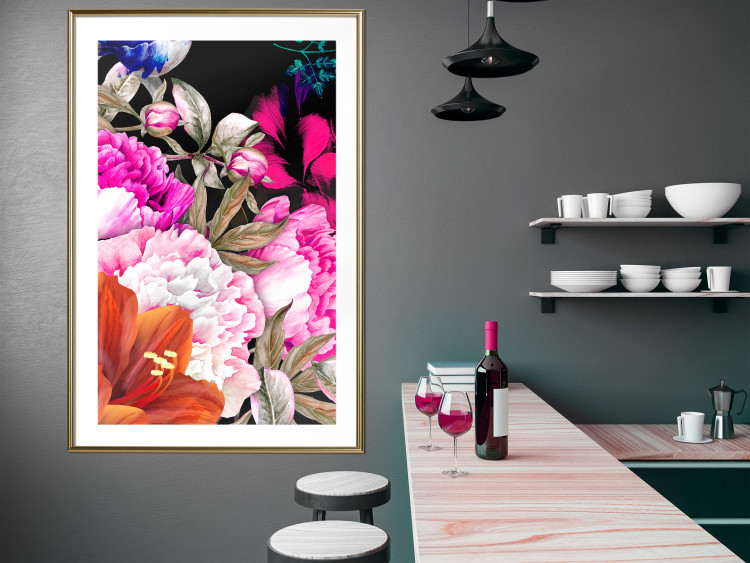 Wall Poster Scent of Summer - colorful composition with flowers on glamour black 117998 additionalImage 13