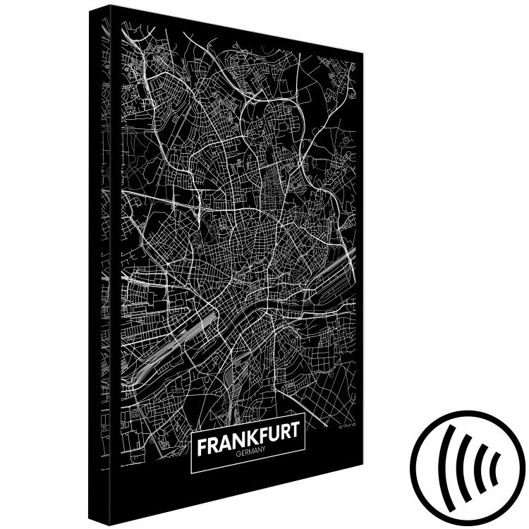 Canvas Print Black Map of Frankfurt - Black and White Map with subtitles in English 118098 additionalImage 6