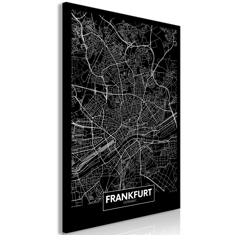 Canvas Print Black Map of Frankfurt - Black and White Map with subtitles in English 118098 additionalImage 2