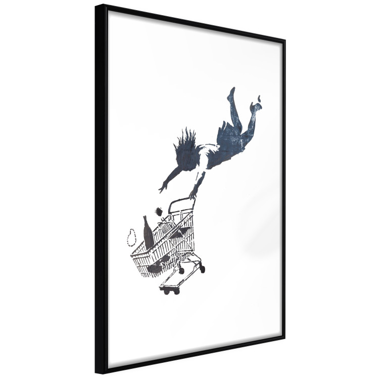 Wall Poster Shopping Frenzy - black and white mural with a character and shopping cart in Banksy style 118698 additionalImage 11
