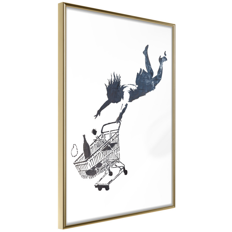 Wall Poster Shopping Frenzy - black and white mural with a character and shopping cart in Banksy style 118698 additionalImage 12