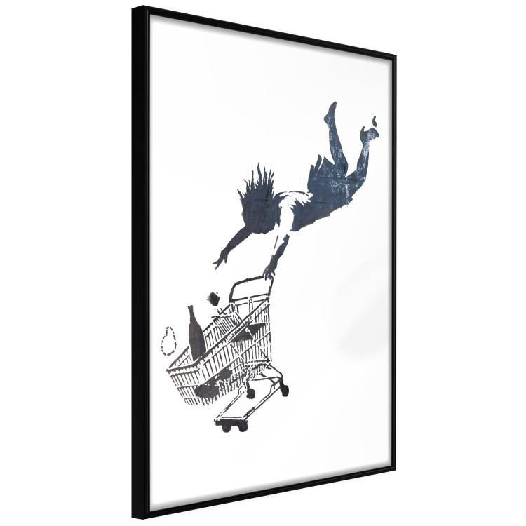 Wall Poster Shopping Frenzy - black and white mural with a character and shopping cart in Banksy style 118698 additionalImage 10