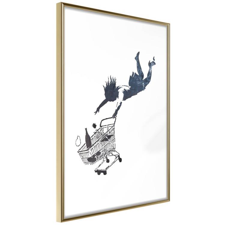 Wall Poster Shopping Frenzy - black and white mural with a character and shopping cart in Banksy style 118698 additionalImage 6