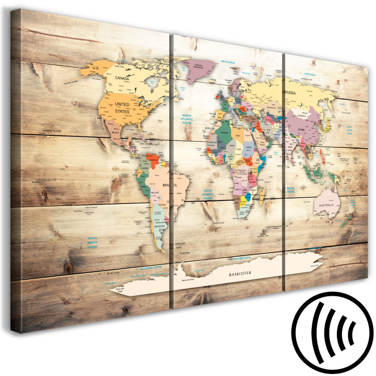 Canvas World Map: Colourful Continents (3 Parts) 122198 additionalImage 6