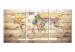 Canvas World Map: Colourful Continents (3 Parts) 122198