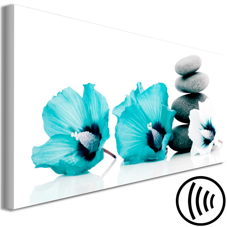 Canvas Feng shui composition - stones and blue flowers on a white background 123398 additionalImage 6