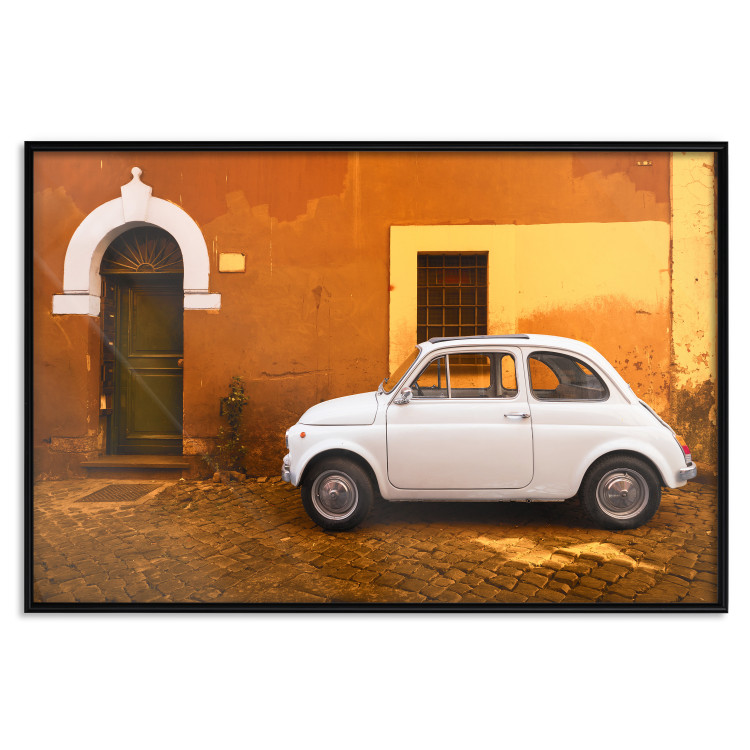 Poster Italian Alley - car on street against orange architecture backdrop 123798 additionalImage 18