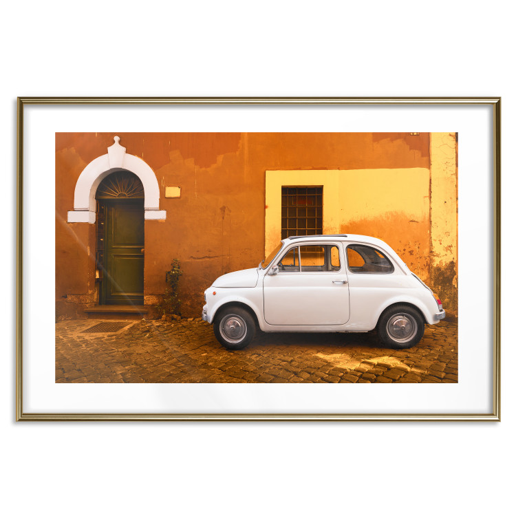 Poster Italian Alley - car on street against orange architecture backdrop 123798 additionalImage 14
