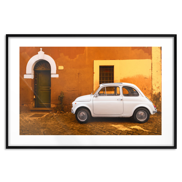 Poster Italian Alley - car on street against orange architecture backdrop 123798 additionalImage 15