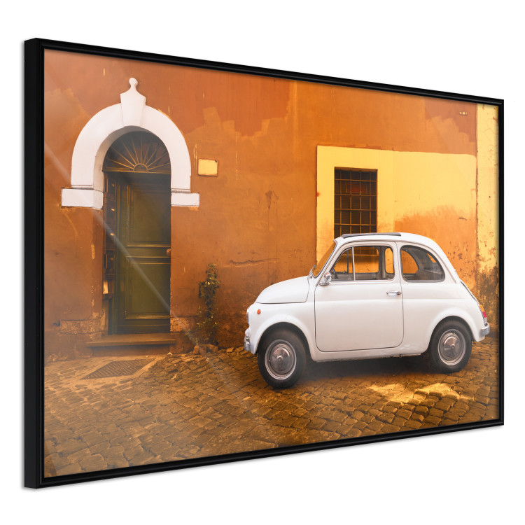 Poster Italian Alley - car on street against orange architecture backdrop 123798 additionalImage 6