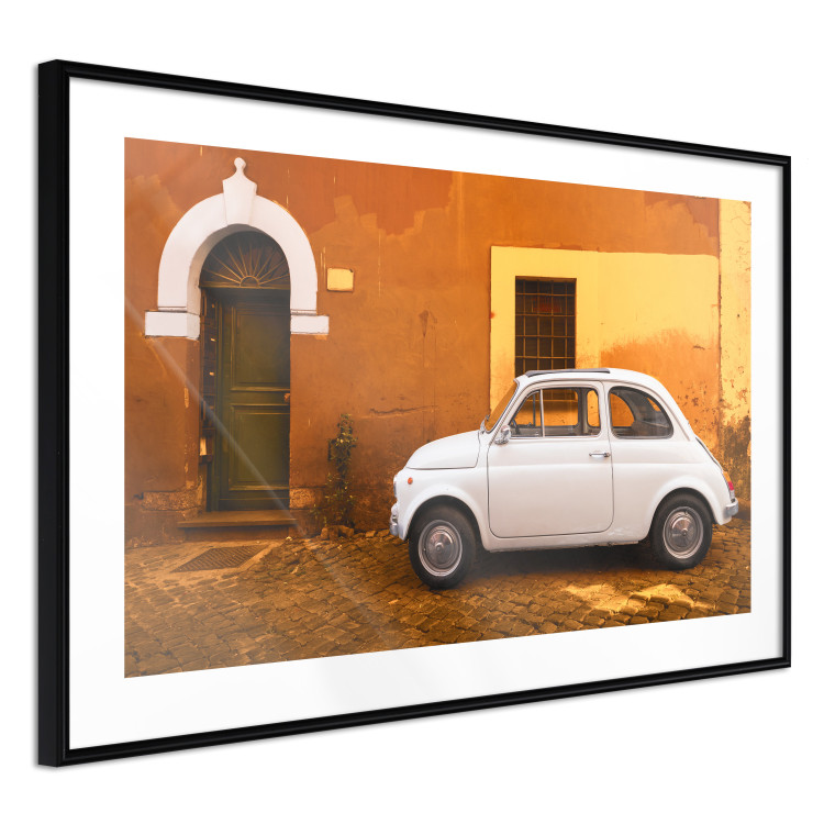 Poster Italian Alley - car on street against orange architecture backdrop 123798 additionalImage 3