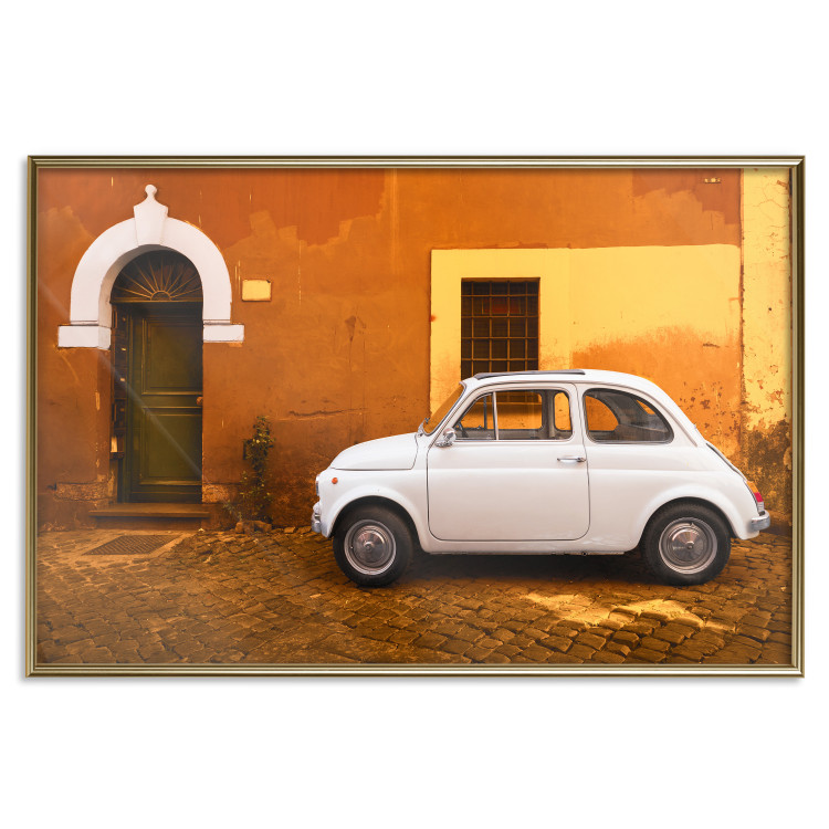 Poster Italian Alley - car on street against orange architecture backdrop 123798 additionalImage 16