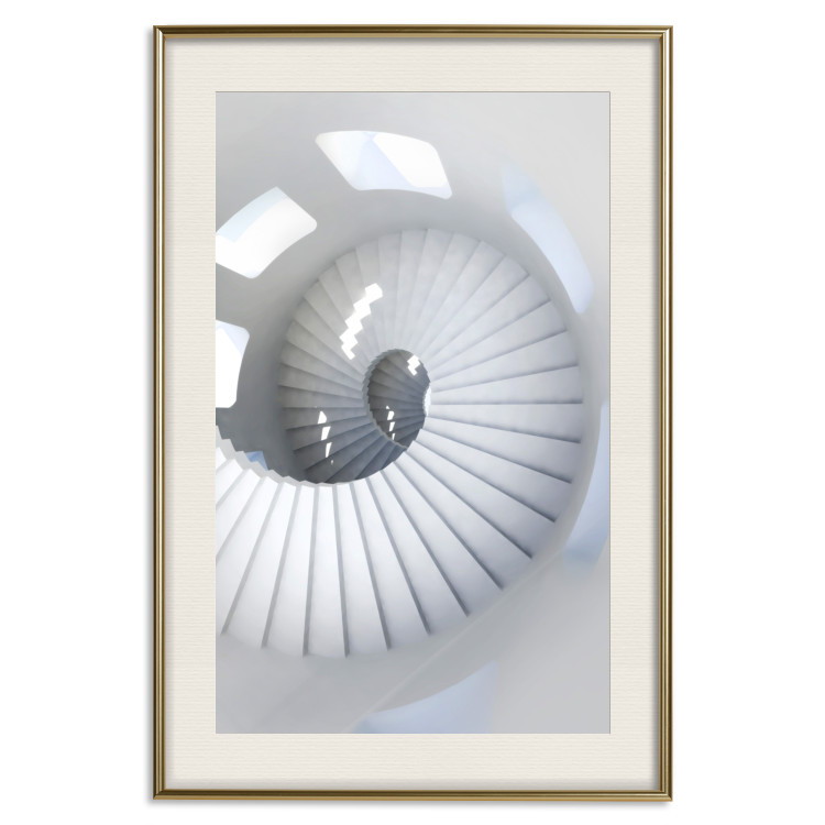 Poster Downward Path - architecture of white stairs in abstract motif 123898 additionalImage 19