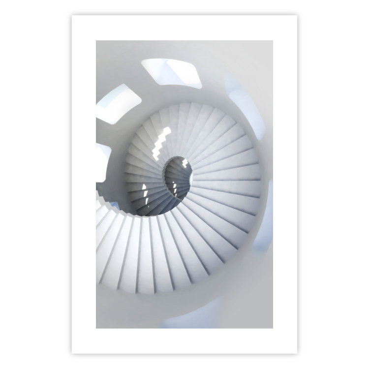 Poster Downward Path - architecture of white stairs in abstract motif 123898 additionalImage 25